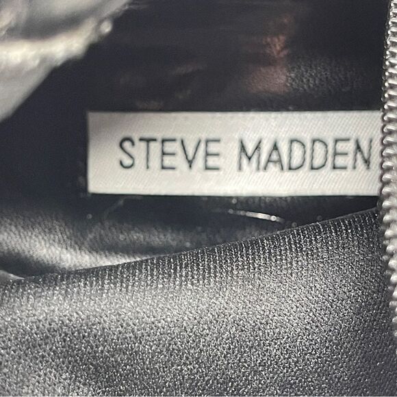 Steve Madden Avilla Black Riding Boots Leather Double Buckle Zipper Women's 5.5 - Picture 11 of 12